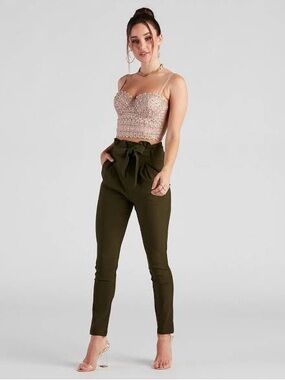 Windsor Olive Green Tie-Waist Pants NWT
